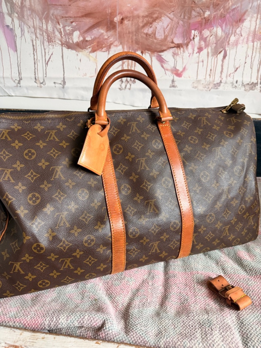 Louis Vuitton Monogram Canvas Travel Duffel Bag in Brown and Tan - Picture 12 of 14